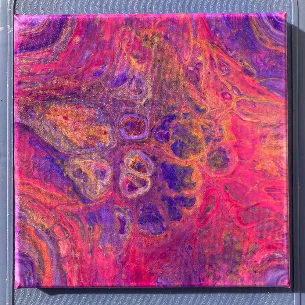 Harmonia 8"x8" Painting by Color Fluent Art (Pink/Purple/Gold)